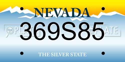369S85 Nevada License Plate