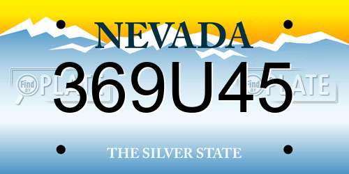 369U45 Nevada License Plate