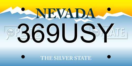 369USY Nevada License Plate