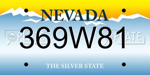 369W81 Nevada License Plate