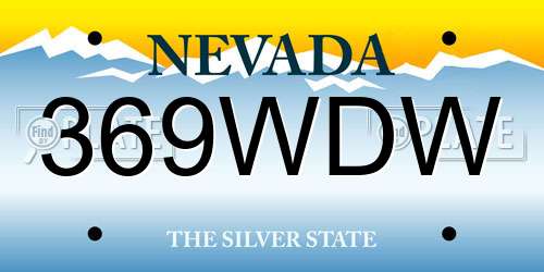 369WDW Nevada License Plate