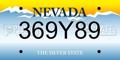 369Y89 Nevada License Plate