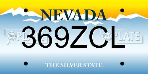 369ZCL Nevada License Plate