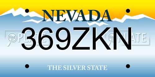 369ZKN Nevada License Plate
