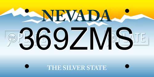 369ZMS Nevada License Plate