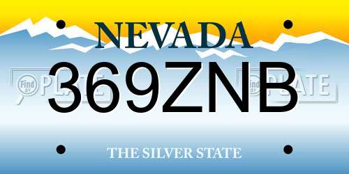 369ZNB Nevada License Plate