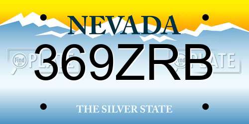 369ZRB Nevada License Plate