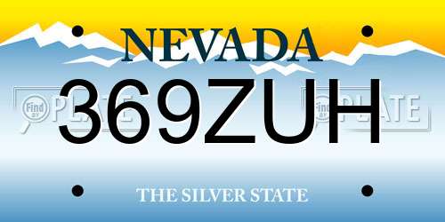 369ZUH Nevada License Plate