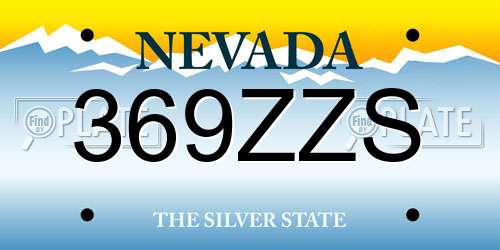 369ZZS Nevada License Plate