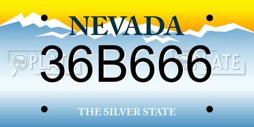 36B666 Nevada License Plate