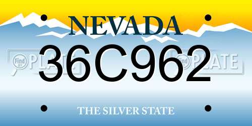 36C962 Nevada License Plate