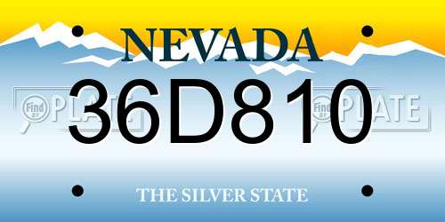 36D810 Nevada License Plate