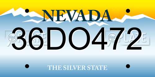 36DO472 Nevada License Plate