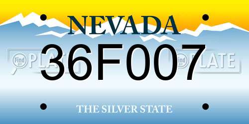 36F007 Nevada License Plate
