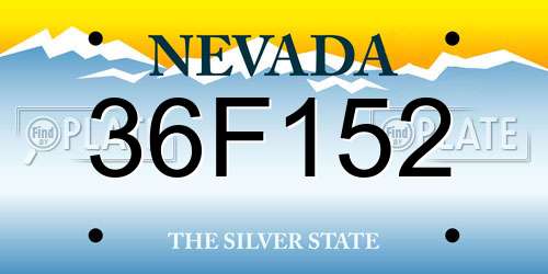 36F152 Nevada License Plate