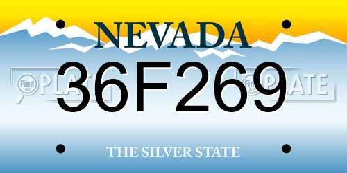 36F269 Nevada License Plate