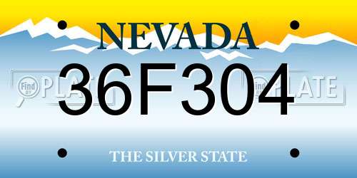 36F304 Nevada License Plate