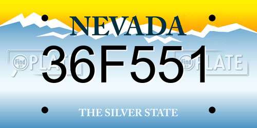 36F551 Nevada License Plate
