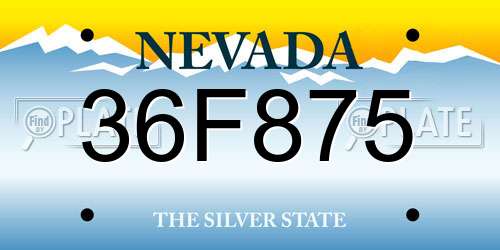36F875 Nevada License Plate