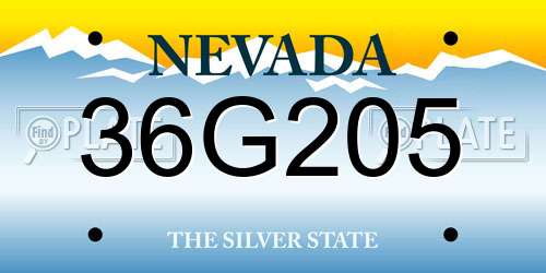 36G205 Nevada License Plate