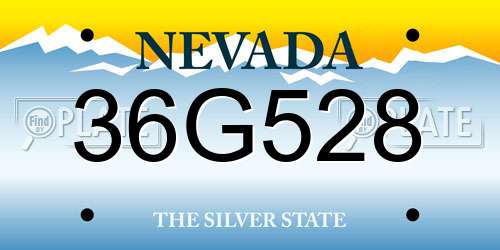 36G528 Nevada License Plate