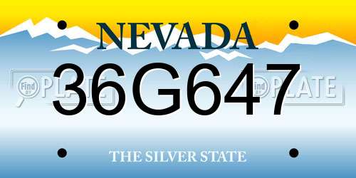 36G647 Nevada License Plate