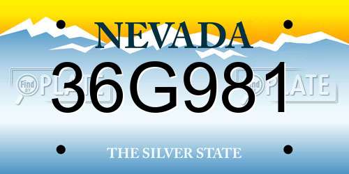 36G981 Nevada License Plate