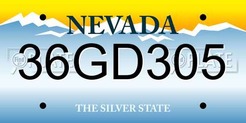 36GD305 Nevada License Plate