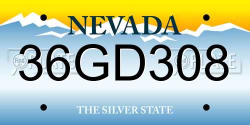 36GD308 Nevada License Plate