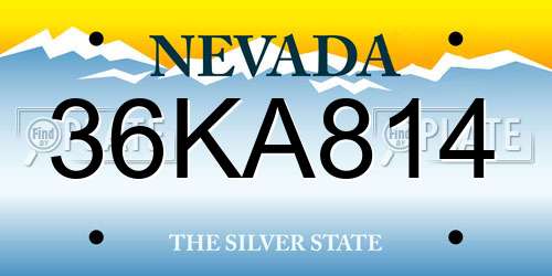 36KA814 Nevada License Plate