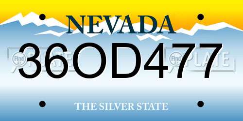 36OD477 Nevada License Plate