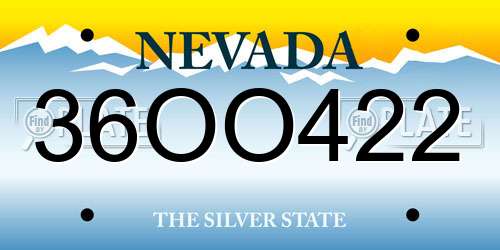 36OO422 Nevada License Plate