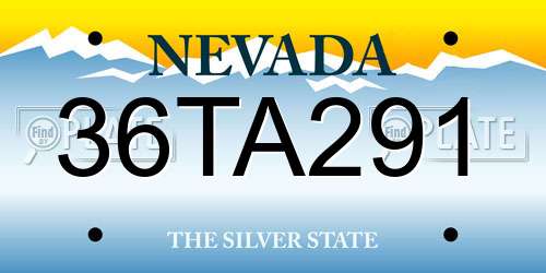 36TA291 Nevada License Plate