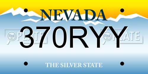 370RYY Nevada License Plate