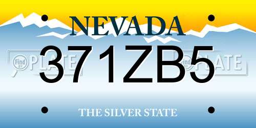 371ZB5 Nevada License Plate