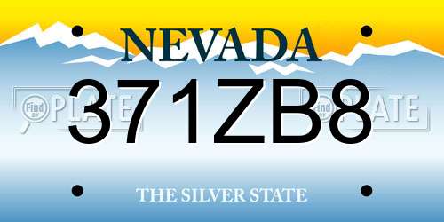 371ZB8 Nevada License Plate