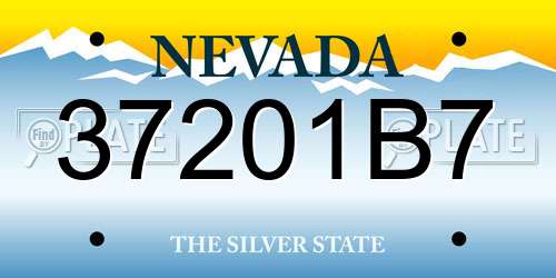 37201B7 Nevada License Plate
