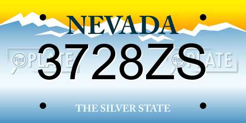 3728ZS Nevada License Plate