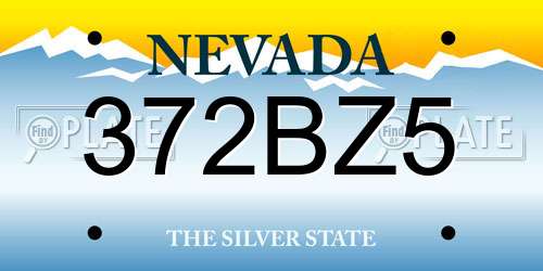 372BZ5 Nevada License Plate