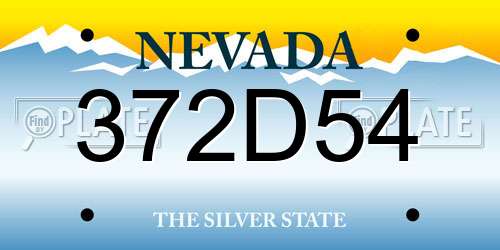372D54 Nevada License Plate