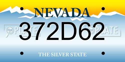 372D62 Nevada License Plate