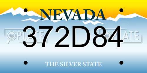 372D84 Nevada License Plate
