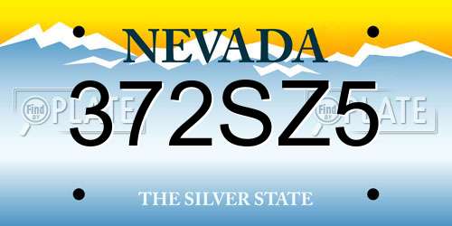 372SZ5 Nevada License Plate