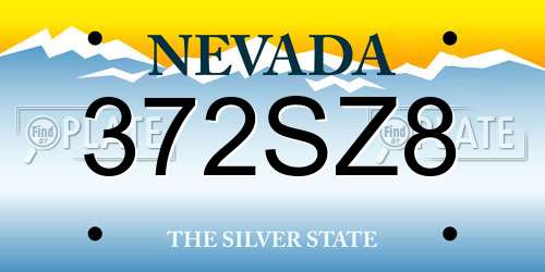 372SZ8 Nevada License Plate
