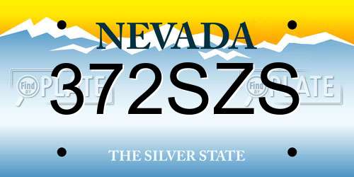 372SZS Nevada License Plate