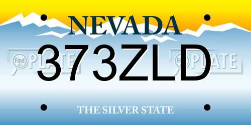 373ZLD Nevada License Plate