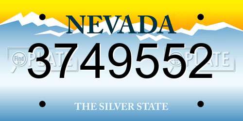 3749552 Nevada License Plate