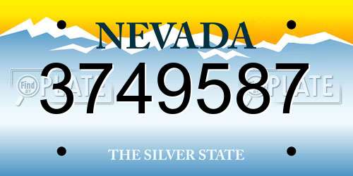 3749587 Nevada License Plate