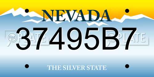 37495B7 Nevada License Plate