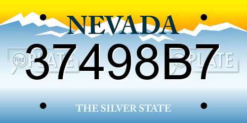 37498B7 Nevada License Plate